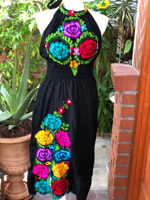 Embroidered Halter Dress Mexican embroidered Dress Western Dress
