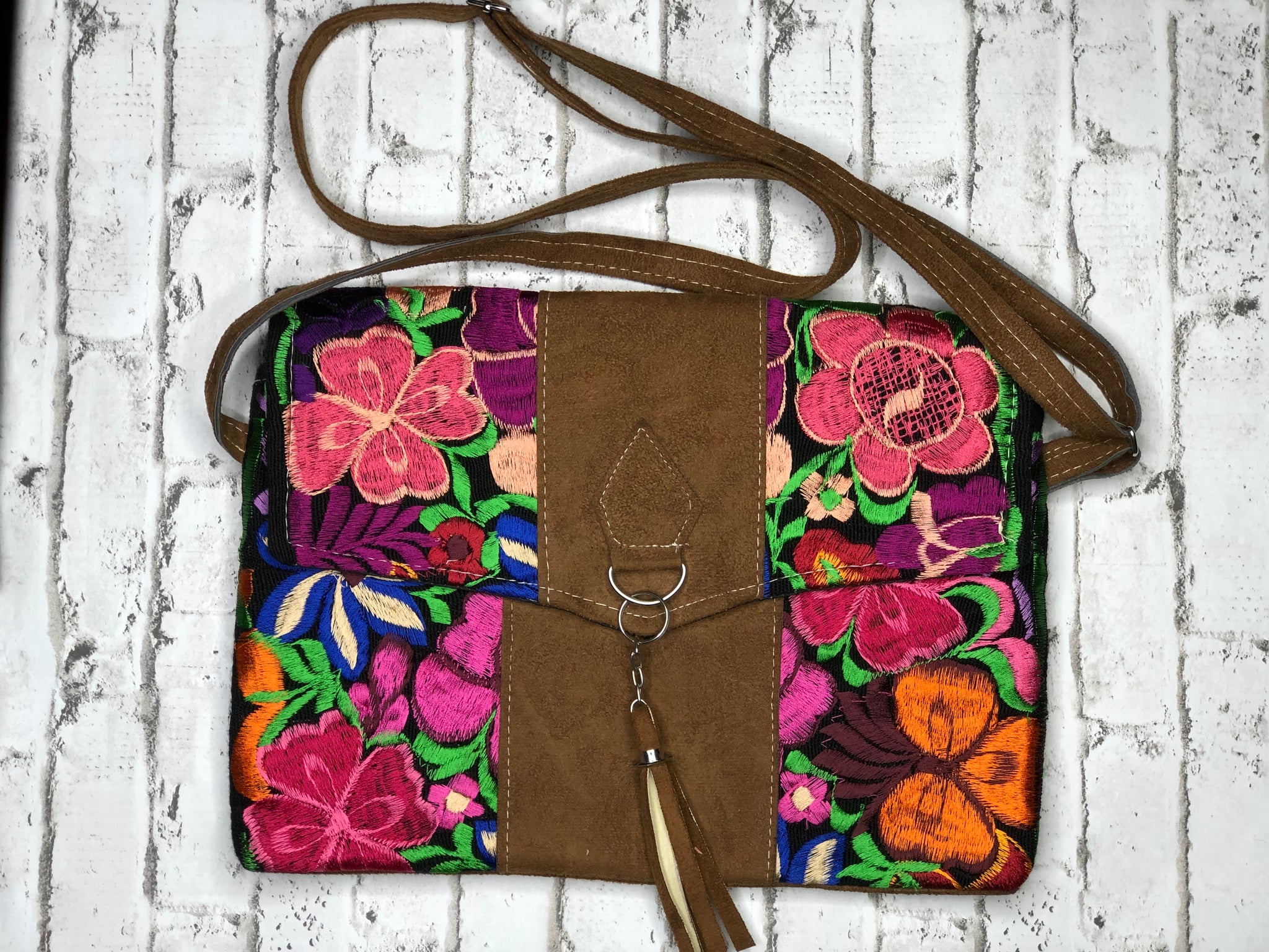 Envelop Crossbody Floral Embroidered Mexican Crossbody Purse
