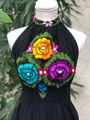 Embroidered Halter Dress, Mexican embroidered Dress, Western Dress. Ve Malintzyn Embroidered Halter Dress, Mexican embroidered Dress, Western Dress. Ve Malintzyn