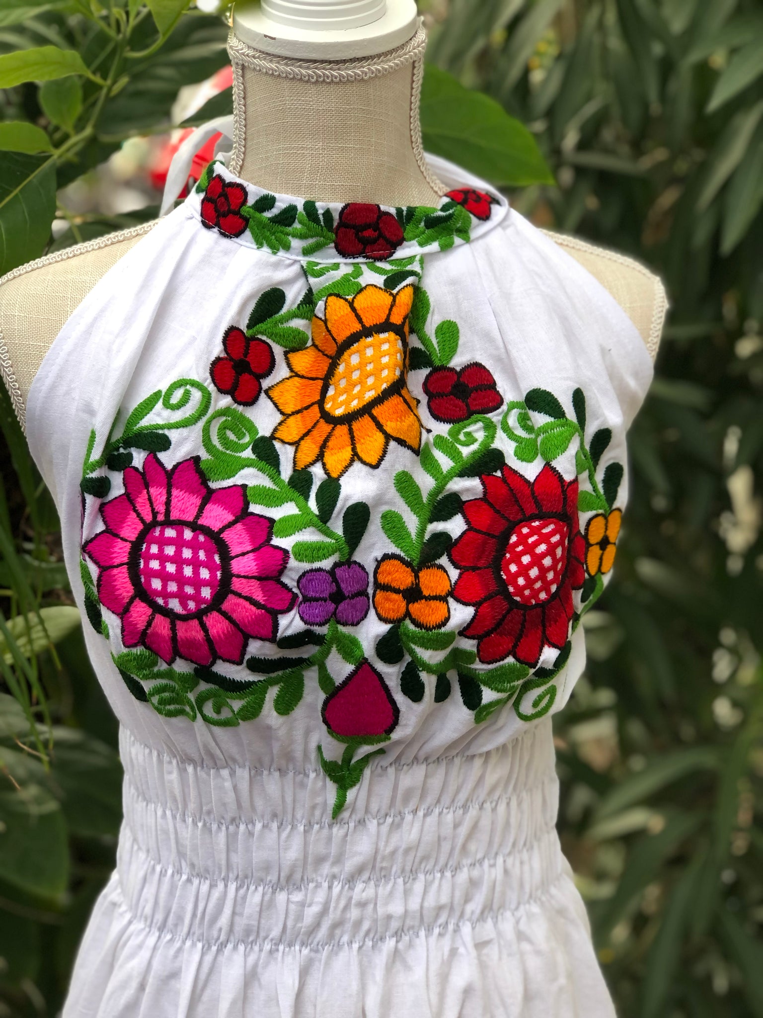 Embroidered Halter Dress Mexican embroidered Dress Western Dress