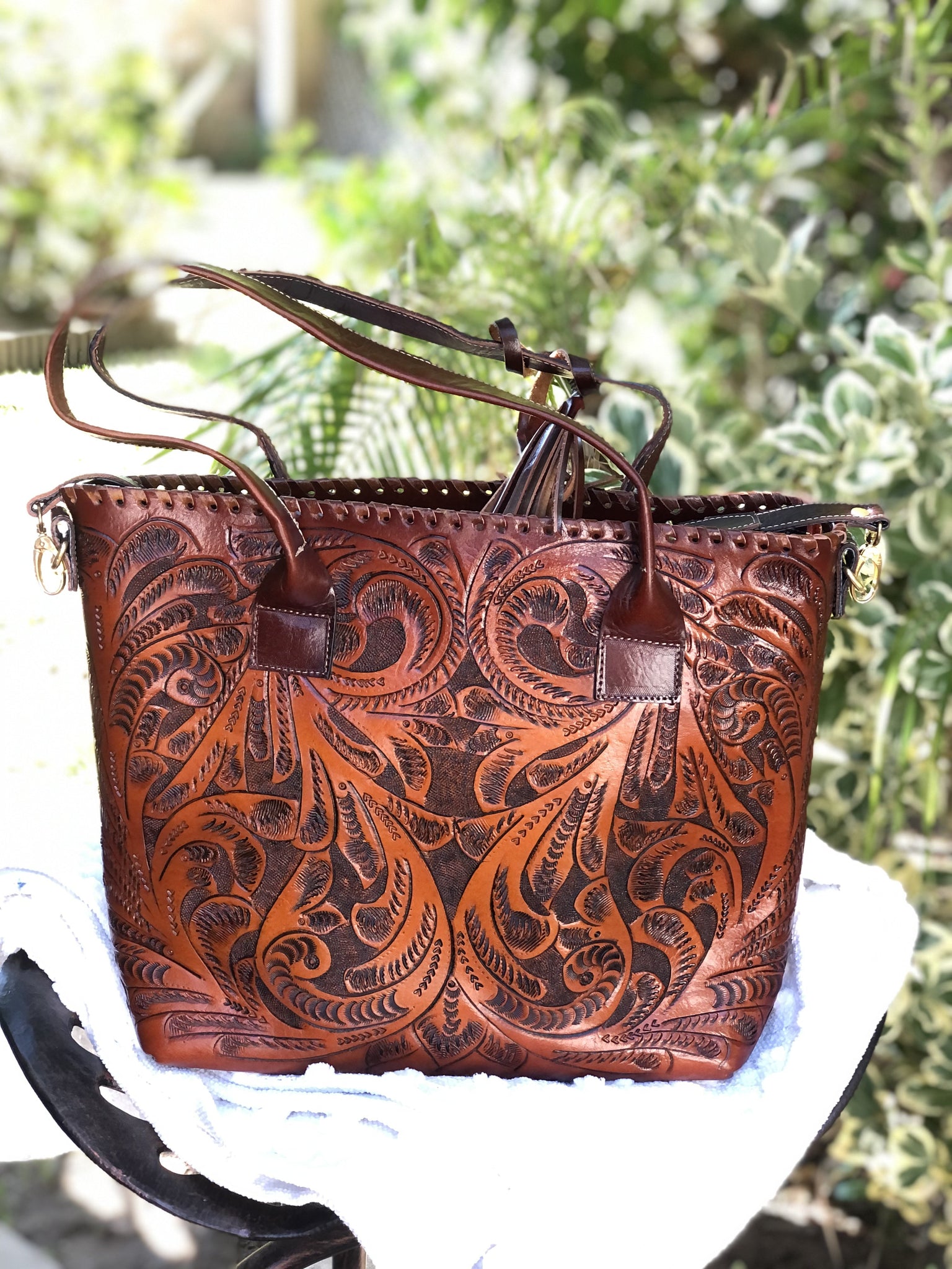 Tooled Leather Envelope Crossbody