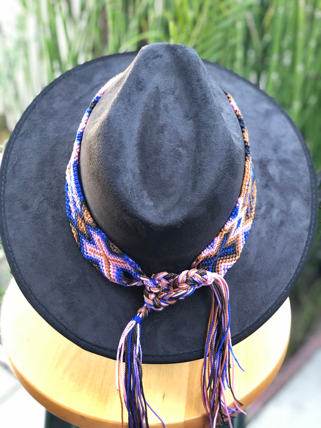 Black Fedora Hat and Embroidery Toquilla, Western Hat, Sombrero de Gamusa, Suede Hat