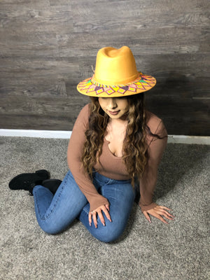 Canary Boho Western Hat, Gamuza Hat, Toaquilla Hat Yello