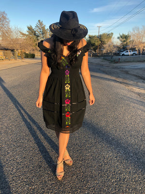 Drop Waist Hand Embroidered Dress, Mexican Embroidered Dress Drop Waist Hand Embroidered Dress, Mexican Embroidered Dress